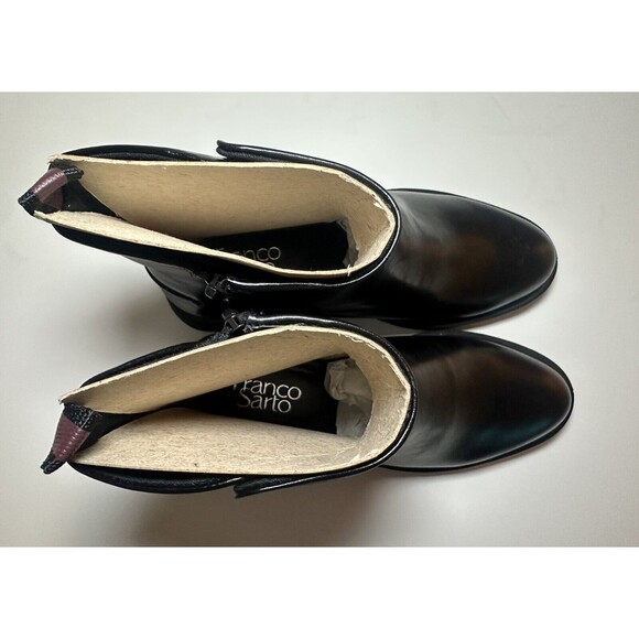 *NEW* Franco Sarto Bealy Black Leather Ankle Booties Women's SIZE 6 - Picture 6 of 12